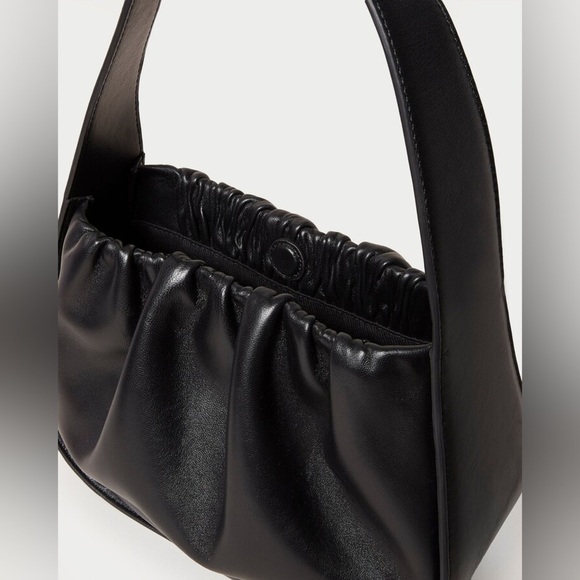 EUC Loeffler Randall Aris Gathered Ruched Petite Shoulder Bag Black Leather - Picture 13 of 15